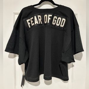 FEAR OF GOD FIFTH COLLECTION FOOTBALL JERSEY CROPPED NEW RARE BLACK